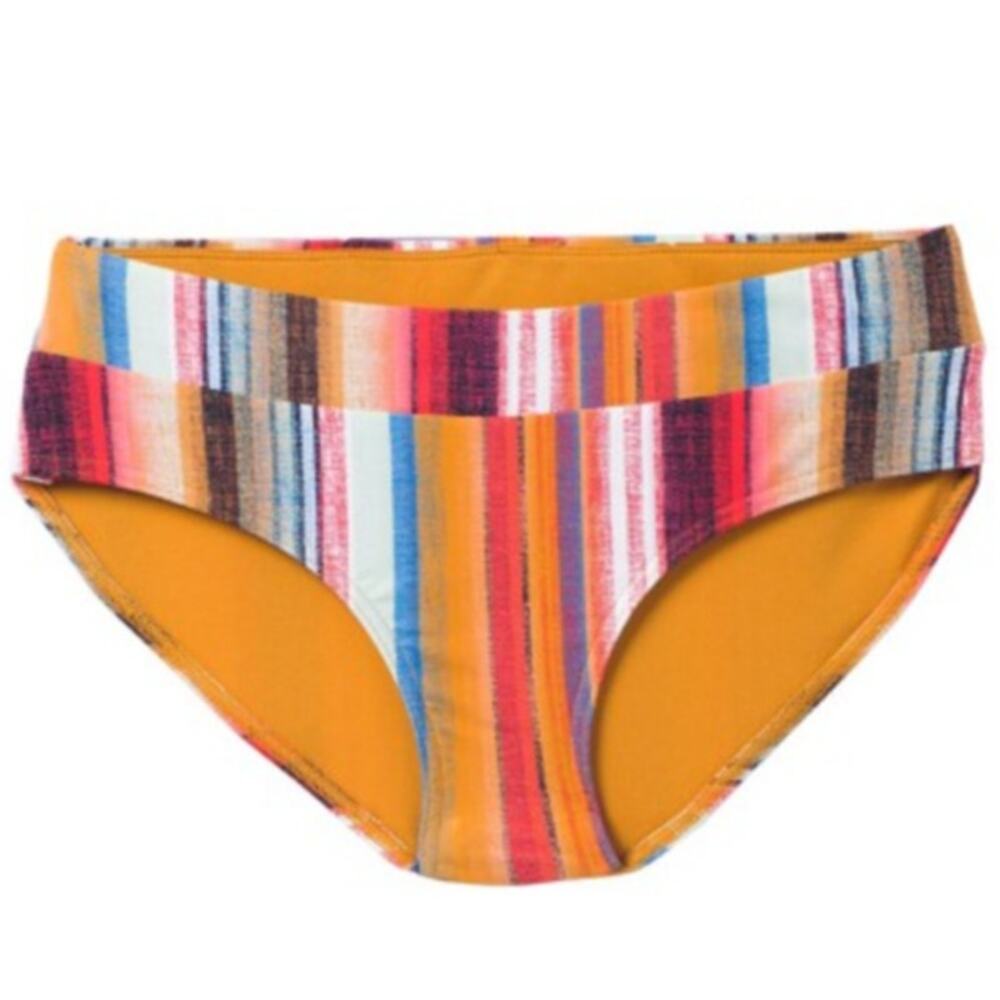 Women’s Stripe Print Bikini Bottom in Mustard